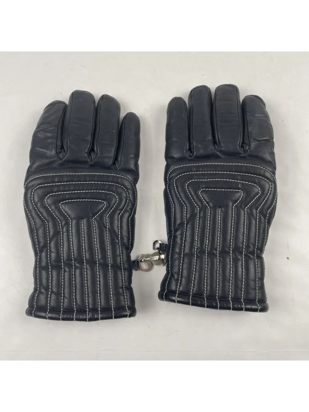 Grandoe Genuine Leather Ski Gloves  Women’s L Blue Faux Fur Lined Korea Vintage